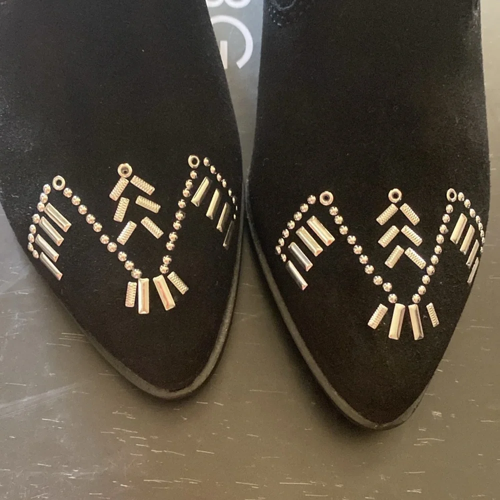 BCBGeneration | NIB Black Ankle Boots with Silver Studs + Buckle - Picture 2 of 11